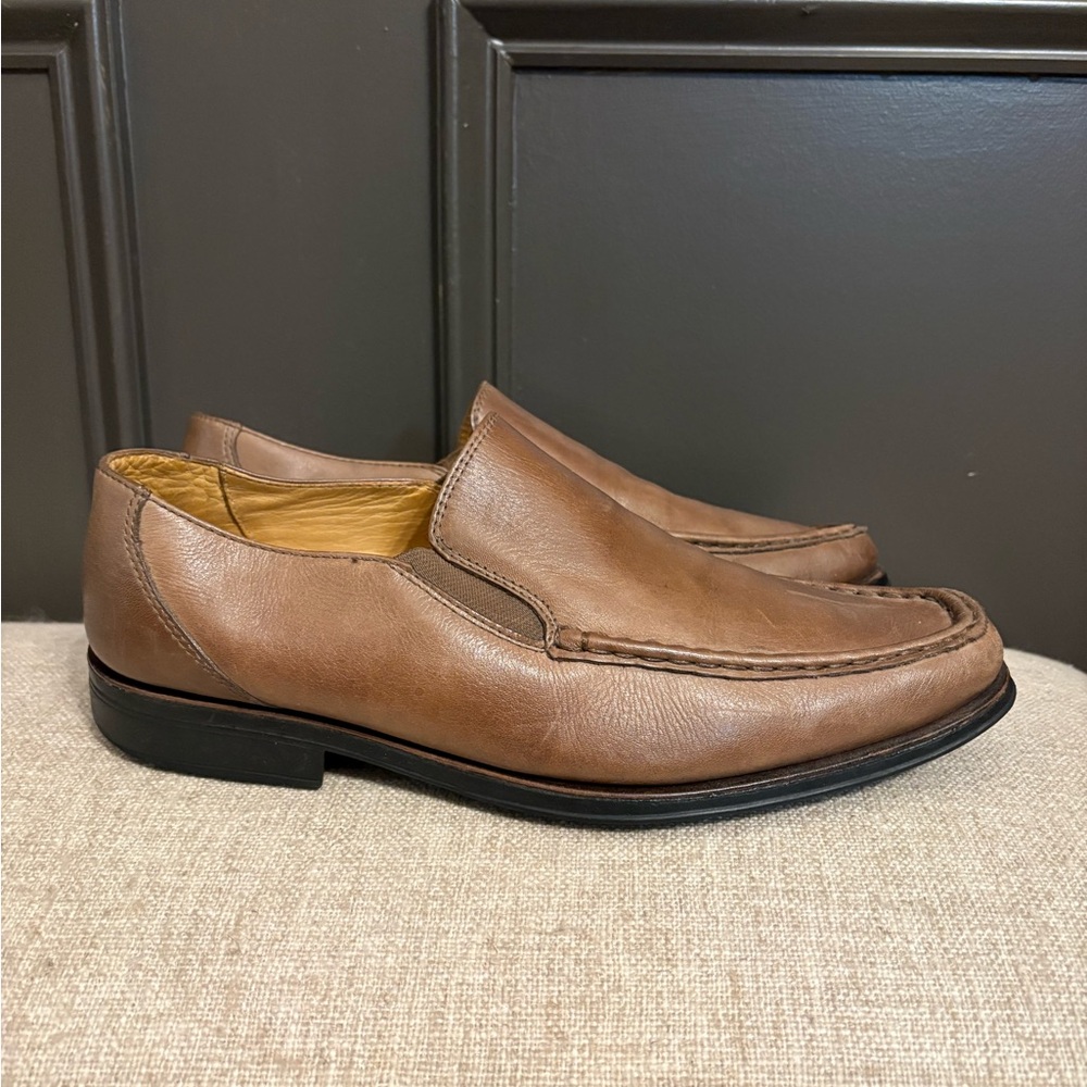Sandro Men's Tan Leather Slip-On Loafers